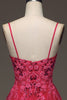 Load image into Gallery viewer, Spaghetti Straps A Line Fuchsia Formal Dress with Appliques