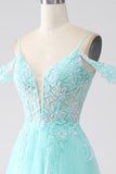 Light Green Cold Shoulder Sequins Formal Dress