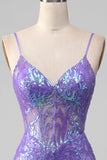 Mermaid Sparkly Purple Corset Formal Dress