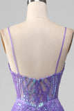 Mermaid Sparkly Purple Corset Formal Dress