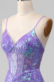 Mermaid Sparkly Purple Corset Formal Dress