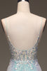 Load image into Gallery viewer, Sparkly Mermaid Grey Blue Formal Dress with Slit