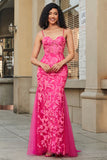 Mermaid Fuchsia Long Formal Dress with Appliques