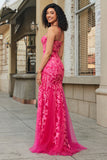 Mermaid Fuchsia Long Formal Dress with Appliques