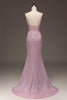 Load image into Gallery viewer, Glitter Blush Mermaid Spaghetti Straps Long Formal Dress with Beading