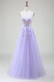 A-Line Purple Formal Dress with Sequins