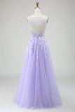 A-Line Purple Formal Dress with Sequins