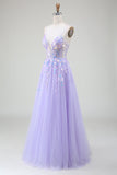 A-Line Purple Formal Dress with Sequins