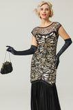 Black Gold Mermaid Flapper Dress