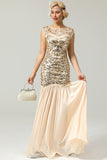 Champagne 1920s Flapper Glitter Dresses