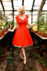 Load image into Gallery viewer, Red V Neck Swing Vintage Dress