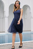 Load image into Gallery viewer, Navy Lace Graduation Dress