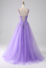 Load image into Gallery viewer, Lilac A-Line Spaghetti Straps Long Formal Dress with Appliques