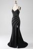 Load image into Gallery viewer, Mermaid Beaded Black Formal Dress with Slit