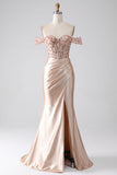 Mermaid Champagne Corset Formal Dress