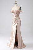 Mermaid Champagne Corset Formal Dress