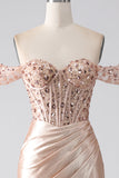 Mermaid Champagne Corset Formal Dress