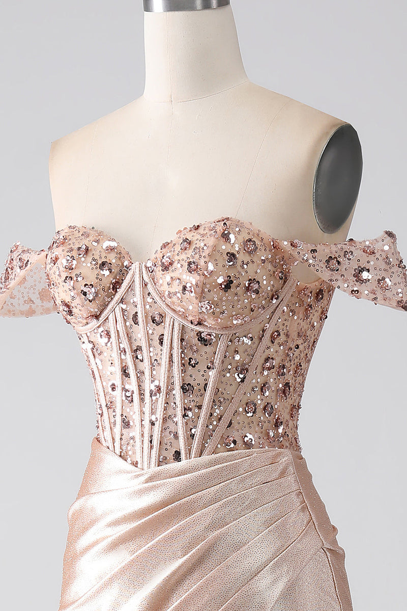 Load image into Gallery viewer, Mermaid Champagne Corset Formal Dress