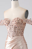 Mermaid Champagne Corset Formal Dress