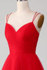 Load image into Gallery viewer, Red Tulle Spaghetti Straps A-Line Lace-Up Back Formal Dress