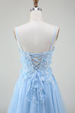A-Line Light Blue Formal Dress with Appliques