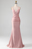 Load image into Gallery viewer, Sparkly Blush Beaded Long Mermaid Formal Dress