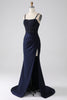 Load image into Gallery viewer, Mermaid Beaded Navy Formal Dress with Ruffles