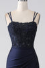 Load image into Gallery viewer, Mermaid Beaded Navy Formal Dress with Ruffles