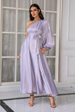 Lavender One Shoulder Simple Formal Dress