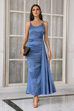 Blue Spaghetti Straps Simple Formal Dress