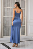 Blue Spaghetti Straps Simple Formal Dress