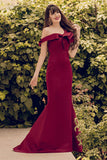 One Shoulder Mermaid Burgundy Formal Dress