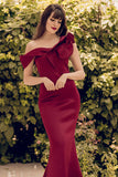 One Shoulder Mermaid Burgundy Formal Dress