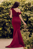 One Shoulder Mermaid Burgundy Formal Dress