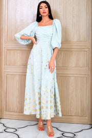 A Line Square Neck Light Green Mother Dress