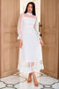Load image into Gallery viewer, Long Sleeve Ruffle A Line White Maxi Dress