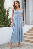 Grey Blue Cold Shoulder Simple Formal Dress