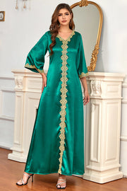 Green Formal Evening Dress with Sleeves