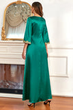 Green Formal Evening Dress with Sleeves