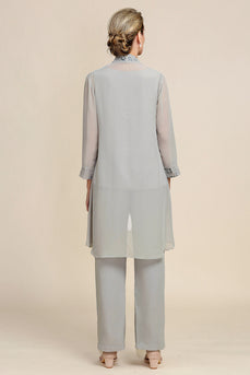 Petite Women's Beaded neck 2 Piece Pant Suit - Mother of the bride Pantsuit