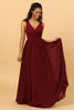 Load image into Gallery viewer, A-line Chiffon Burgundy Bridesmaid Dress