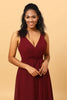 Load image into Gallery viewer, Burgundy Wrap Chiffon Bridesmaid Dress with Slit