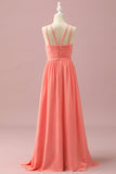 Orange Chiffon Halter Neck Junior Bridesmaid Dress