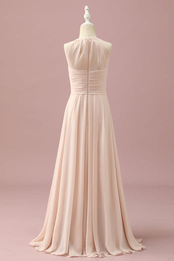 Ivory Halter A-Line Chiffon Junior Bridesmaid Dress
