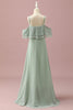 Load image into Gallery viewer, Sage Straps Cold Shoulder Chiffon Junior Bridesmaid Dress