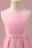 Pink Satin High Low Junior Bridesmaid Dress