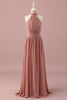 Load image into Gallery viewer, Light Brown Halter Chiffon Junior Bridesmaid Dress