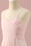 Light Pink Spaghetti Straps Chiffon Junior Bridesmaid Dress