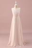 Load image into Gallery viewer, Light Pink Lace and Chiffon Junior Bridesmaid Dress