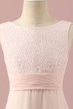 Light Pink Lace and Chiffon Junior Bridesmaid Dress